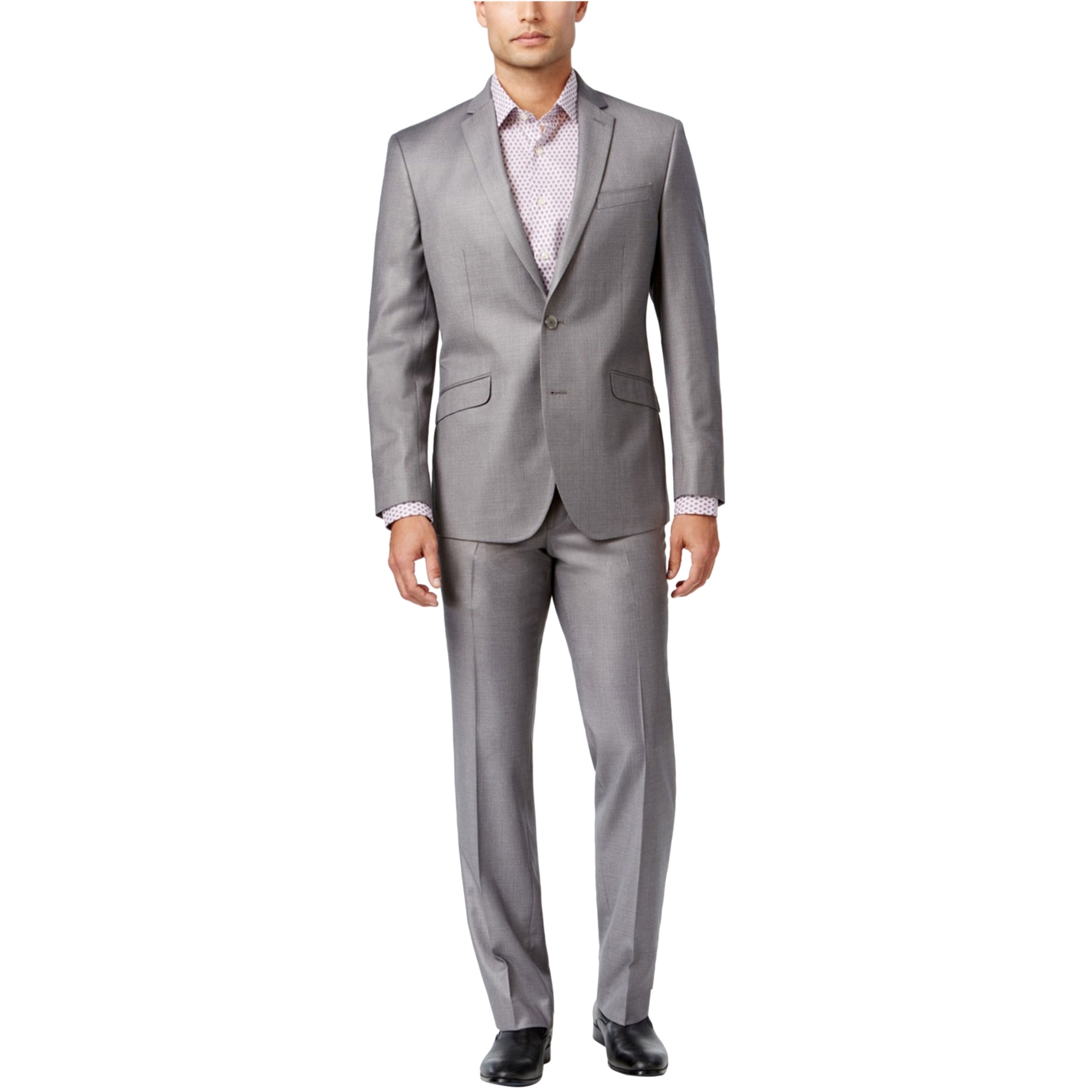 Kenneth Cole Mens Micro-Check Dress Pants Slacks, Grey, 37W x 32L